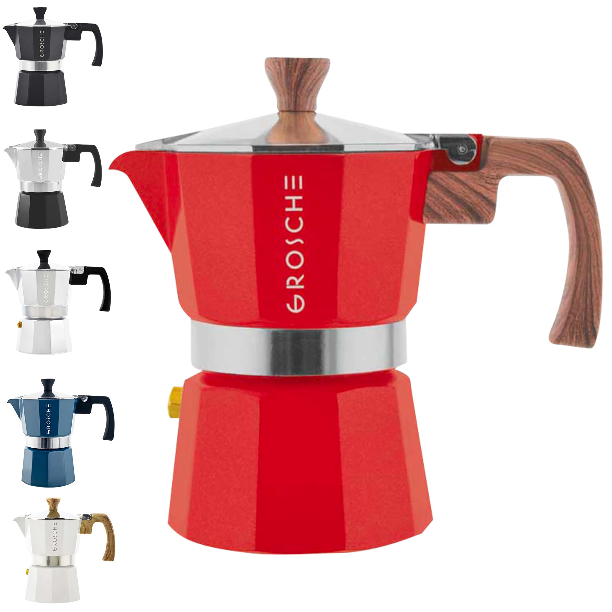 GROSCHE Milano Stovetop Espresso Maker Moka Pot 9 Cup, 15.2 oz, Black. Moka Expresso Coffee Maker Stove Top Coffee Maker Moka Italian Espresso Greca