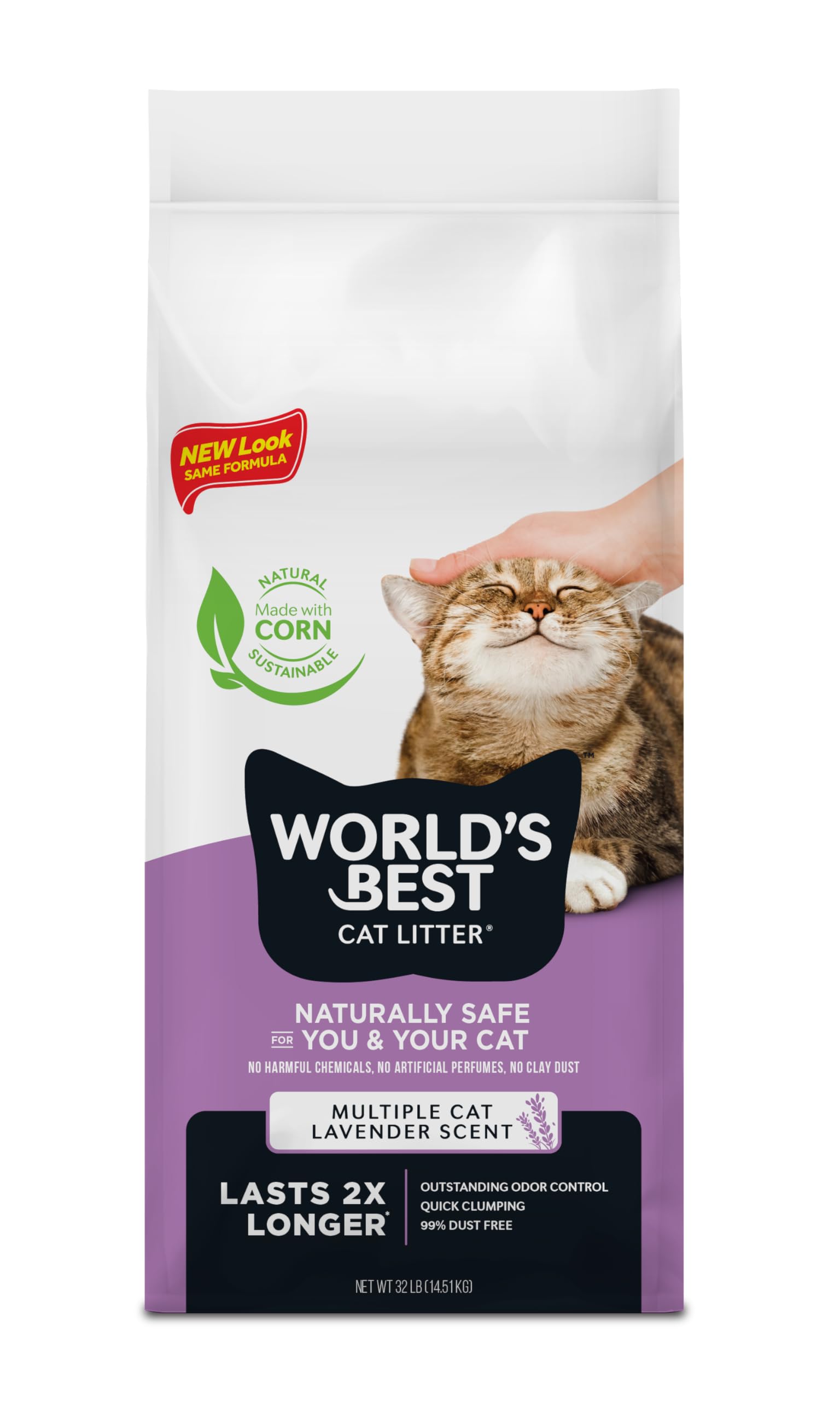 WORLD'S BEST CAT LITTER Multiple Cat Lavender Scented, 32-Pounds