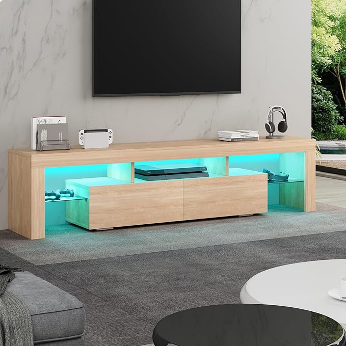 ALFORDSON Entertainment Unit TV Stand LED Light 160cm Oak