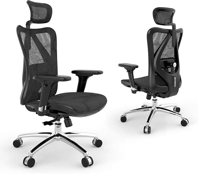 Sihoo Ergonomic Office Chair, Computer Desk Chair, 3D Adjustable High-Back, Breathable Skin-friendly Mesh With Armrest, Lumbar Support (Black) Chair