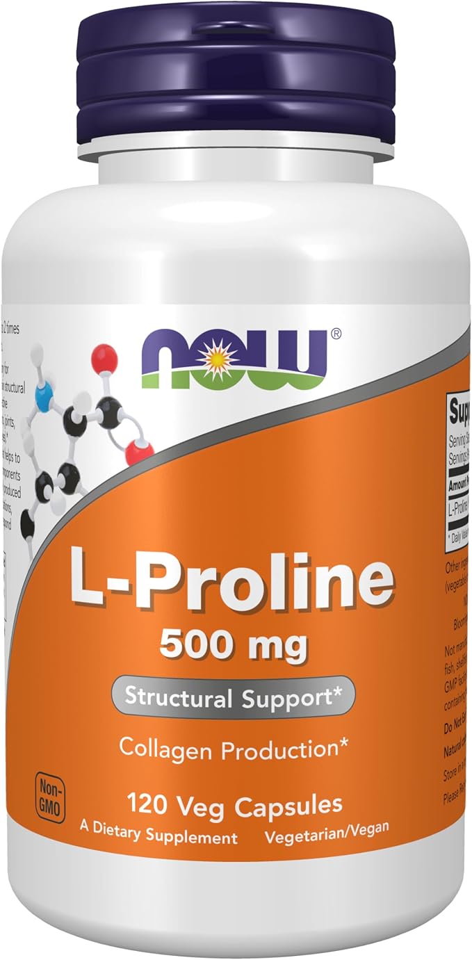 Now Foods L-Proline 500 MG 120 Veg Capsules