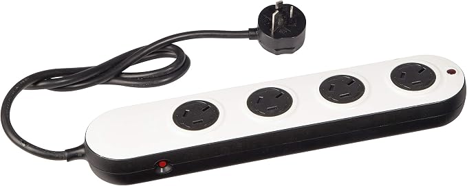 HPM 4 Outlet Safety-Shutters Surge Protected Powerboard