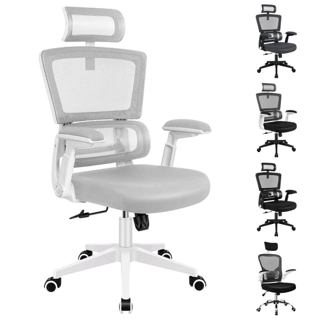 ALFORDSON Mesh Office Chair Ergonomic Computer Seat White & Light Grey