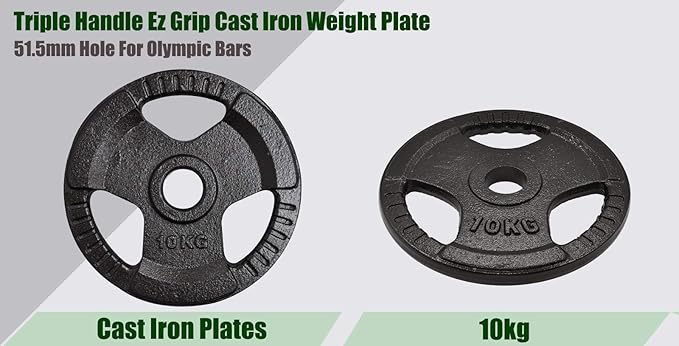 Total 60kg Olympic Cast Iron Weight Plates - 10kg x 2+ 20kg x 2
