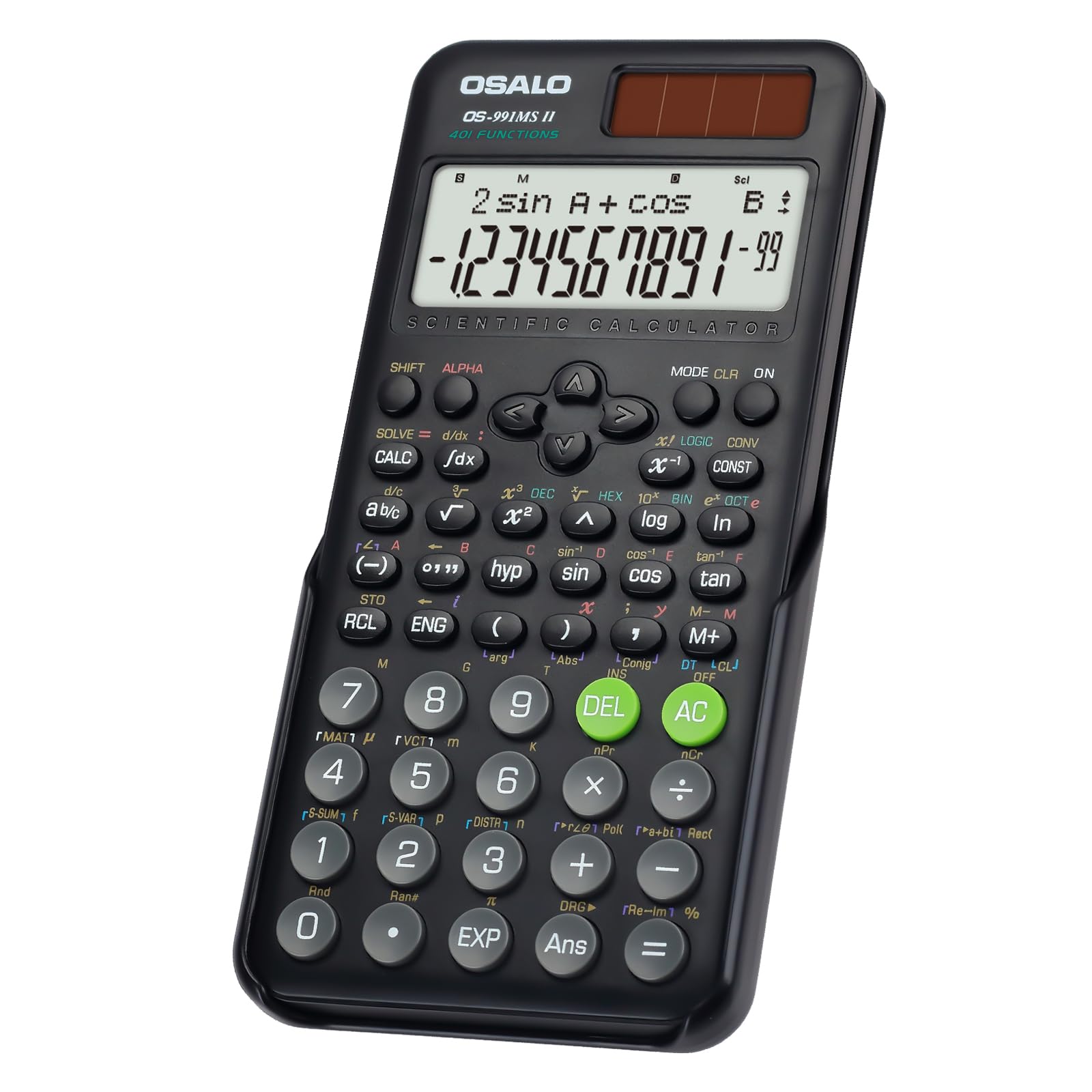 OSALO Scientific Calculator 401 Function 10+2 Digits Display Solar Battery Calculators Fraction Statistics Integral(OS 991ms 2nd Edition)