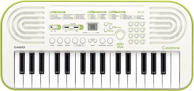 Casio Casiotone SA50 32-Key Portable Mini Keyboard (White & Lime Green)