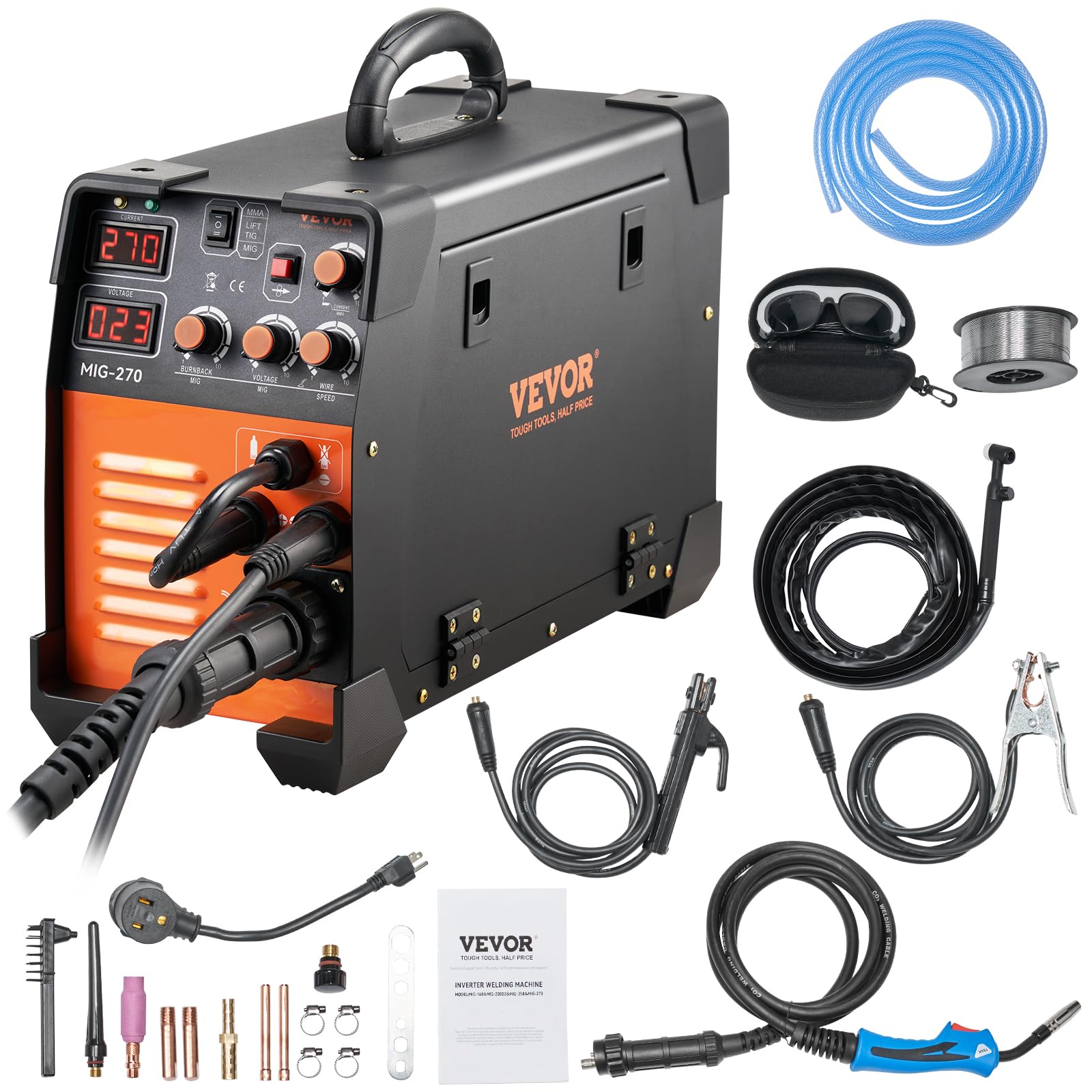 VEVOR MIG Welder Welding Machine MIG-270 MIG MMA TIG IGBT DC Inverter Welder Digital Display