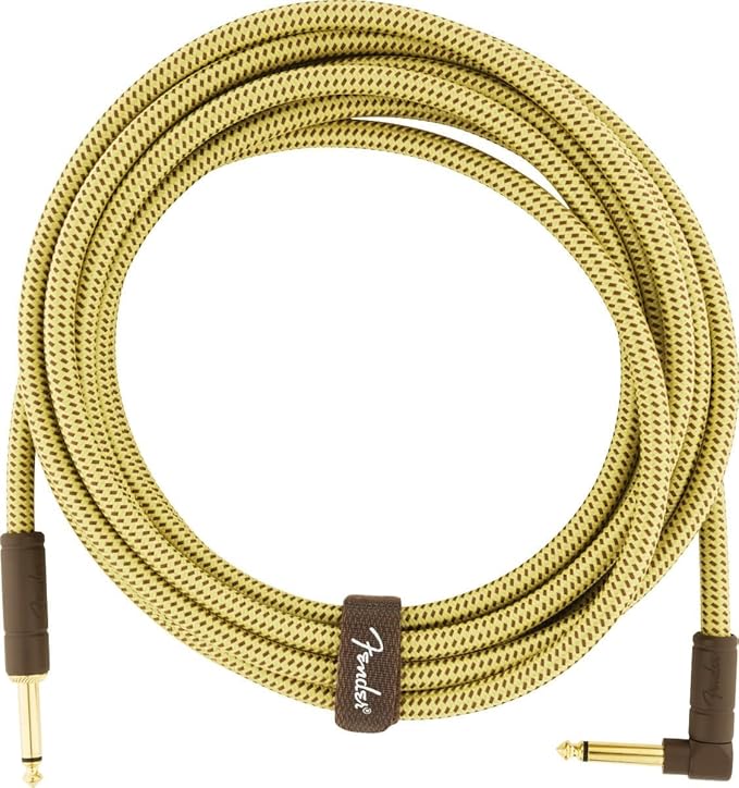Fender Deluxe Series Instrument Cable, Straight/Angle, 15' Black Tweed