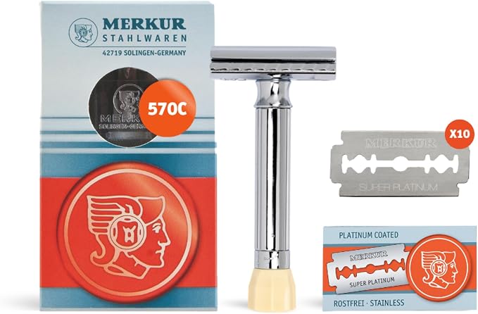 Merkur Progress Chrome Double Edge Safety Razor with 10 Blades