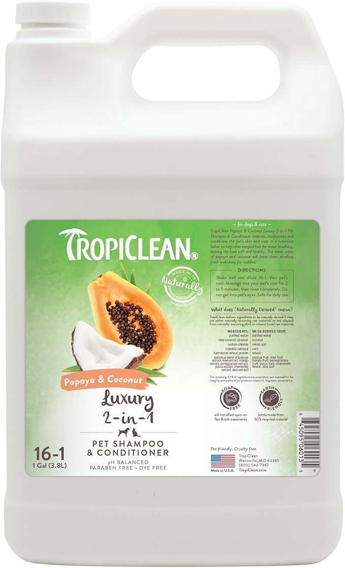 Tropiclean Papaya and Coconut Shampoo 3.8L
