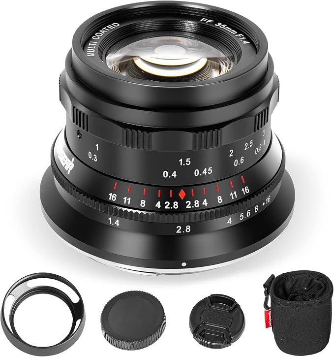 Pergear 35mm F1.4 Full-Frame Manual Focus Lens, Compatible With Sony E-Mount Cameras A7 A7II A7III A7R A7RII A7RIII A7RIV A7S A7SII A7SIII A9 A7C