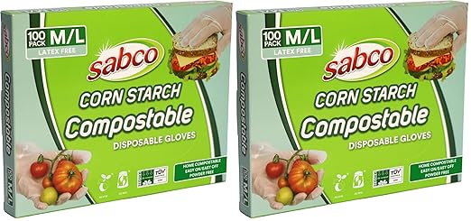 Sabco Compostable Disposable Gloves Medium Large 100 Pack