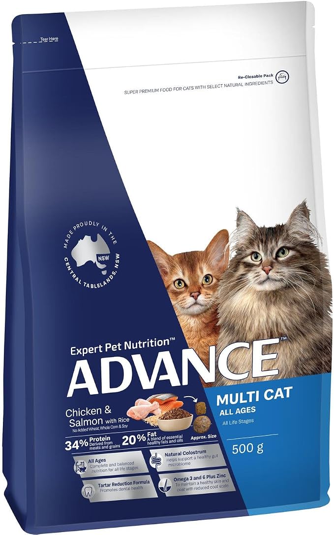 Advance Chicken and Salmon Dry Cat Food - 500g