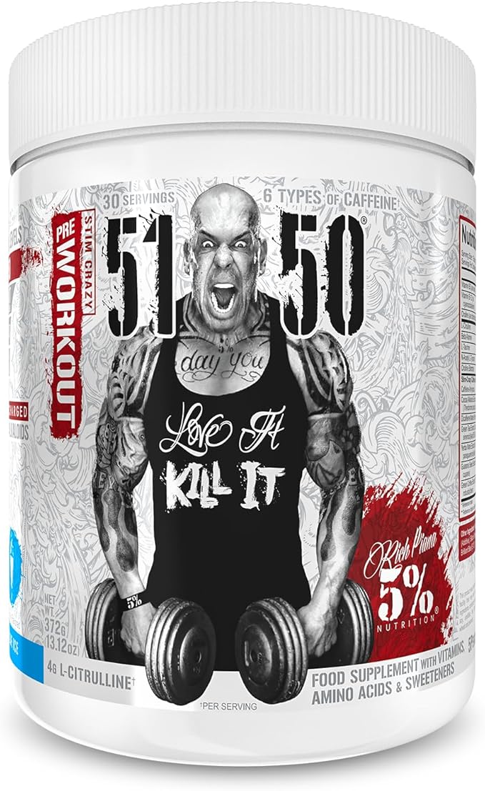 Rich Piana 5% Nutrition 5150 Stim Crazy Pre Workout Blue Ice