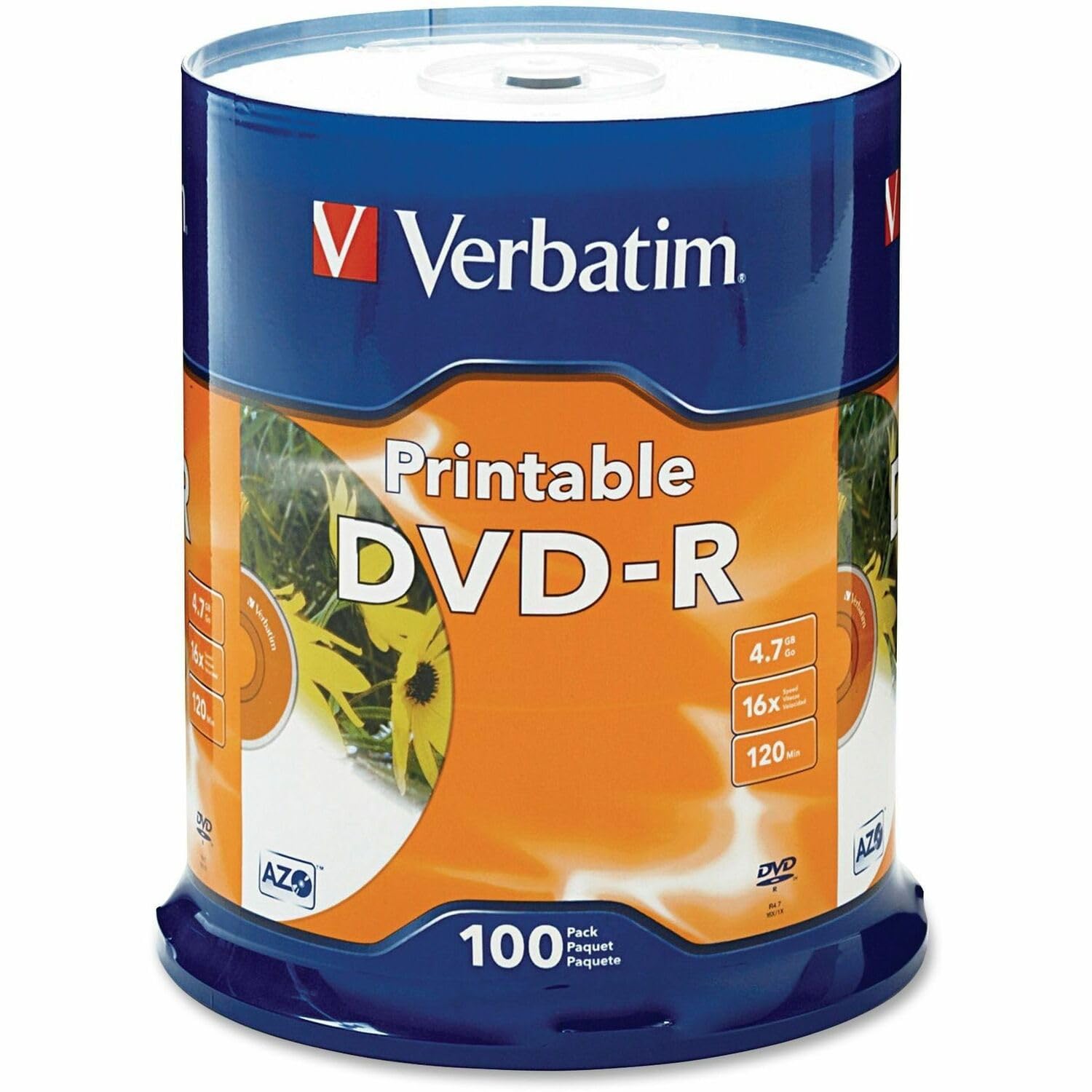 Verbatim DVD-R 4.7GB 16X White Inkjet Printable 100-Pack Spindle