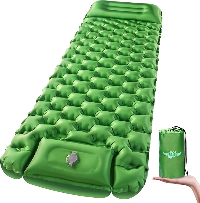 WANNTS Sleeping Pad Ultralight Inflatable Sleeping Pad for Camping,Built-in Pump, Ultimate for Camping, Hiking - Airpad, Carry Bag, Repair Kit - Comp