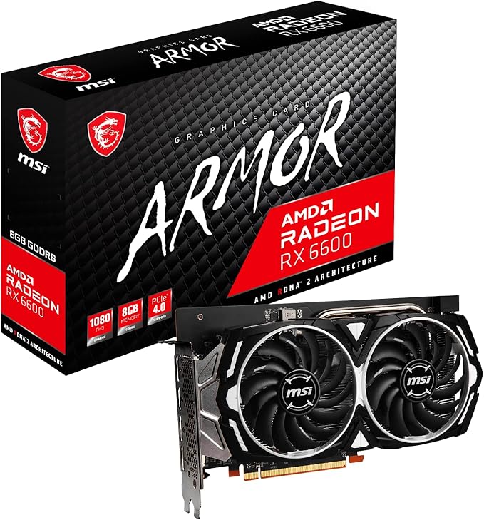 MSI RX 6600 Armor 8G Graphics Card AMD Radeon RX 6600 8 GB GDDR6