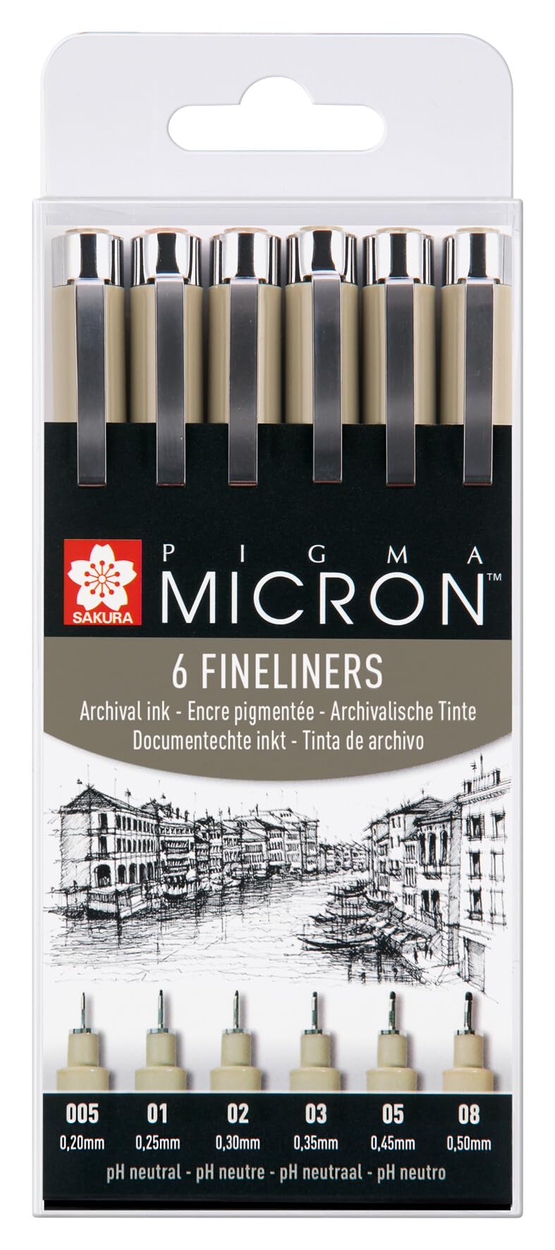Sakura Pigma Micron Fineliners (Set of 6 Black)