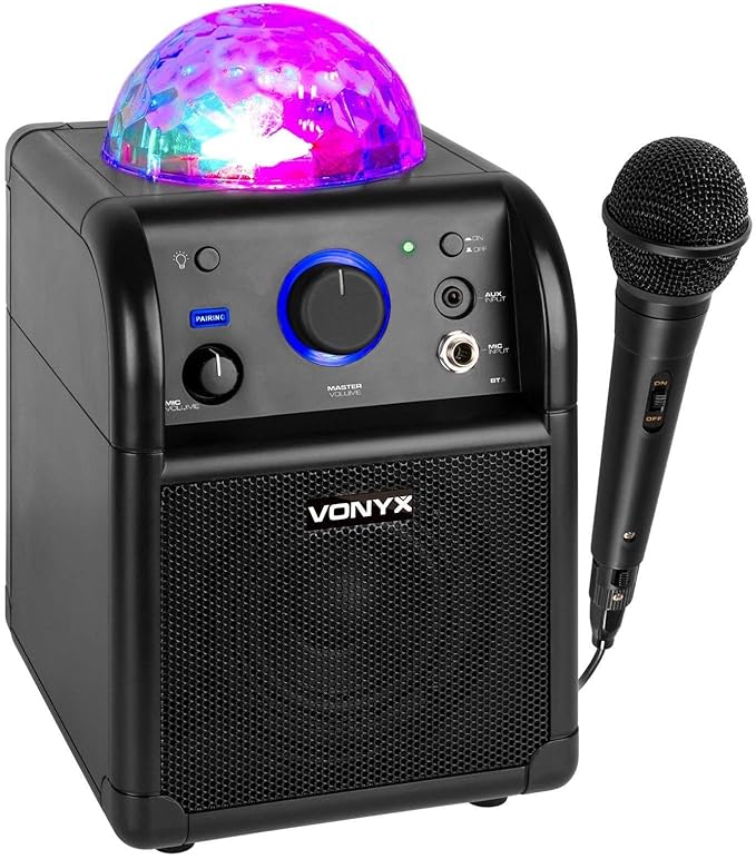 Vonyx SBS50B Bluetooth Party Karaoke Speaker Black with Mic
