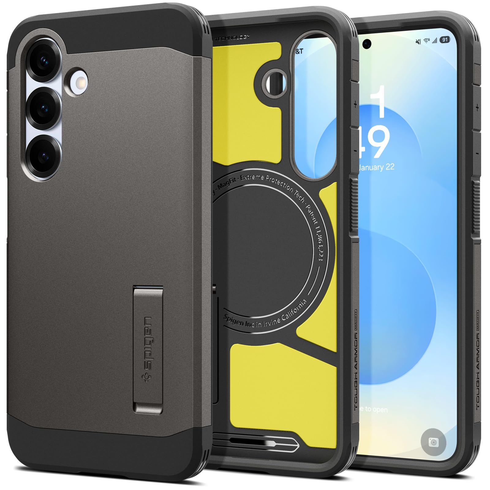 SPIGEN Galaxy S25 Ultra Case, 2025 Genuine Tough Armor MagSafe Compatible Magnet Kickstand Cover for Samsung - Gunmetal