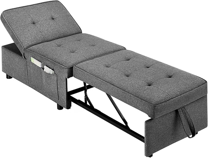 Oikiture 4 in 1 Convertible Sofa Bed Ottoman Couch Lounge Recliner Chair Linen