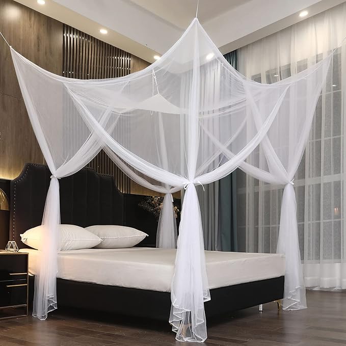 Mengersi Bed Canopy For Full Queen King Size Bed,Canopy Bed Curtains Elegant Mosquito Net,mosquito Netting For Camping Patio Indoor Outdoor Bug Net,