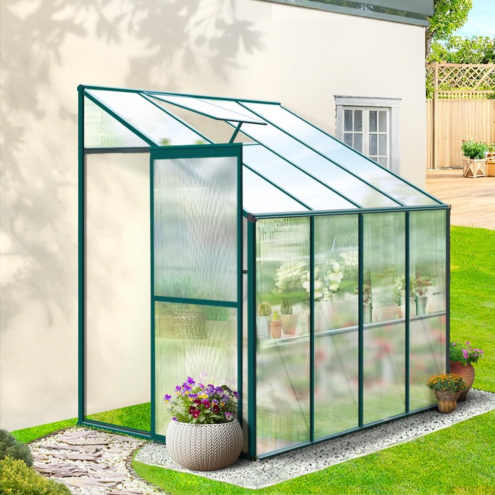 Greenfingers Greenhouse Aluminium Green House Garden Polycarbonate 2.52x1.27M