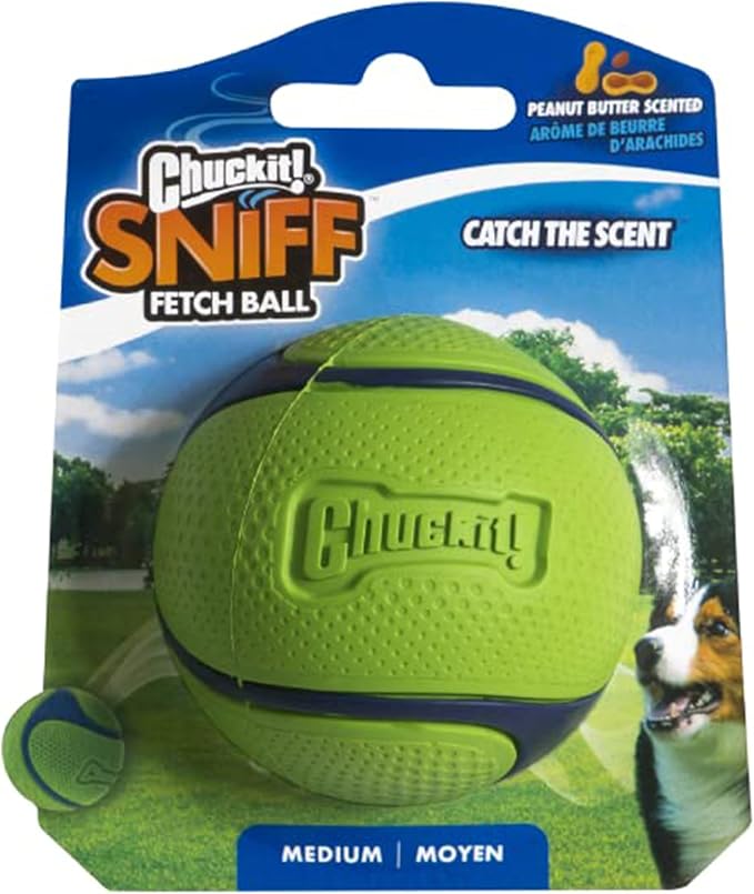 Chuckit! Sniff Ball Dog Toy, Durable High Bounce Peanut Butter Scente