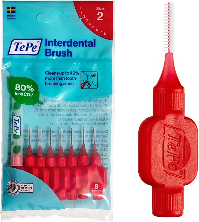 TePe Interdental Brush - Red (0.5mm) Size 2 - 8 Pack