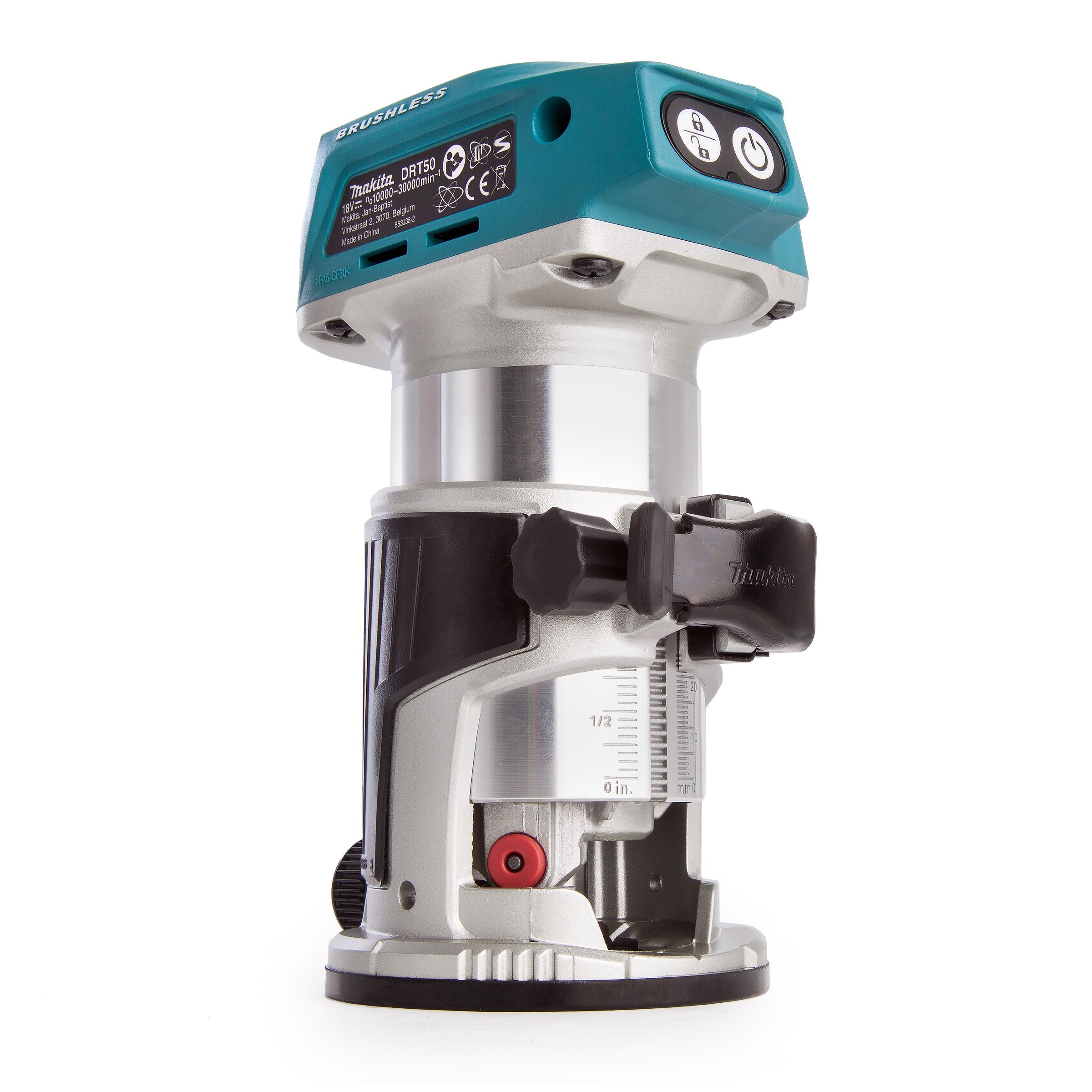 Makita DRT50ZJX3 18V Li-ion LXT Brushless Router Trimmer Complete With 4 Base Assemblies Supplied in A Makpac Case - Batteries and Charger Not Include