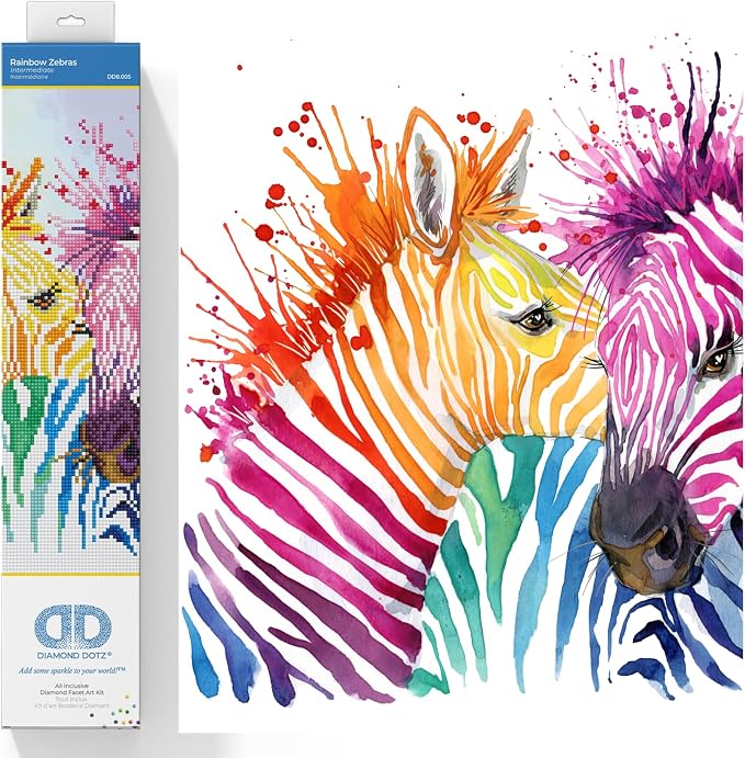 Rainbow Zebras - Diamond Art Kit - DD8.005 - Diamond Dotz