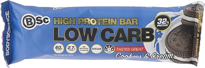 Body Science High Protein Low Carb Bar - Box of 12 - Cookies & Cream