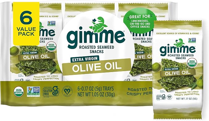 Gimme 6 Pack Roasted Seaweed Snacks Olive Oil 6x5g