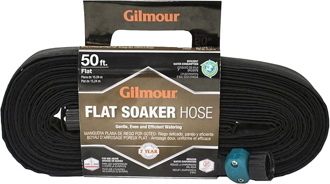 Gilmour Flat Weeper Soaker Hose, 50 Feet, Black (870501-1001)