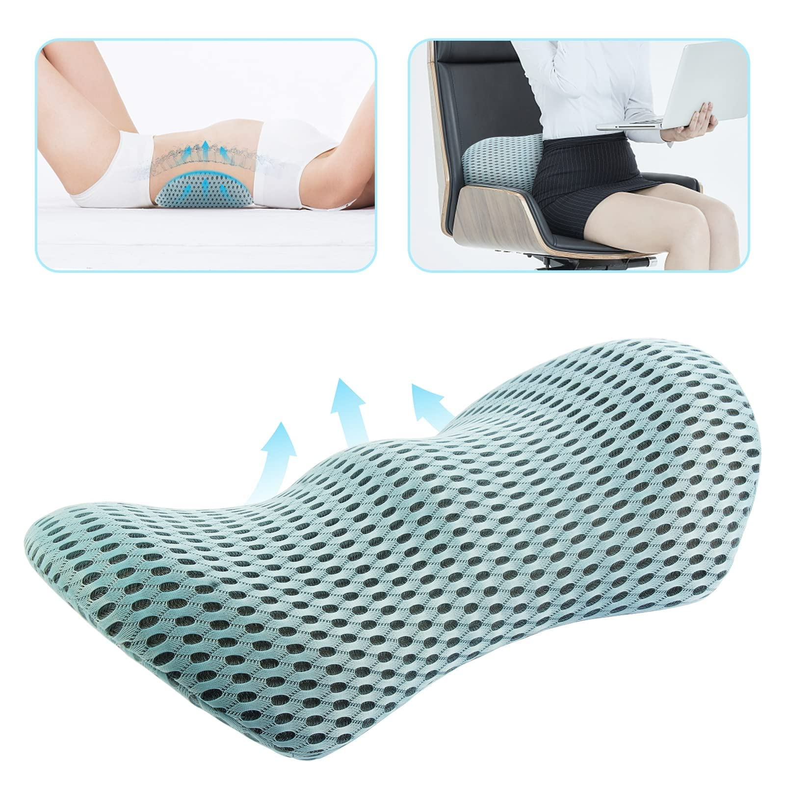 Lumbar Support Pillow/Back Cushion, Memory Foam Lumbar Pillow That,Recliner Back Rest Use For Office Chairs, Gaming Chairs and Car Seats,Breathable