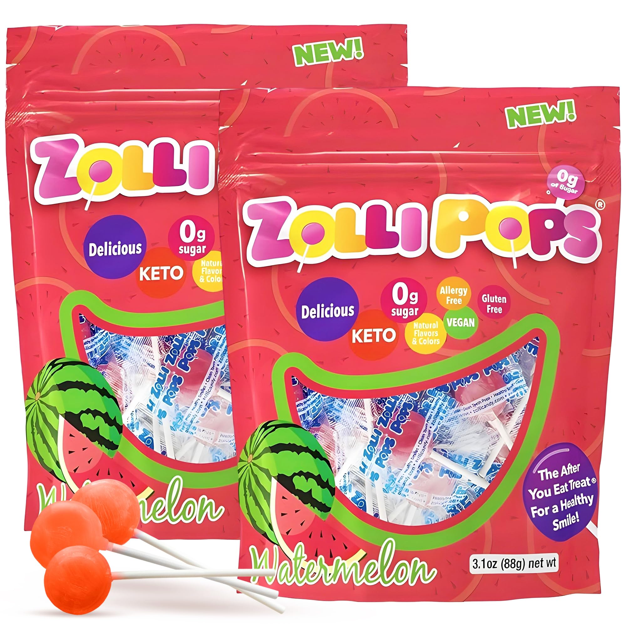Zollipops The Clean Teeth Pops Watermelon 3.1 oz