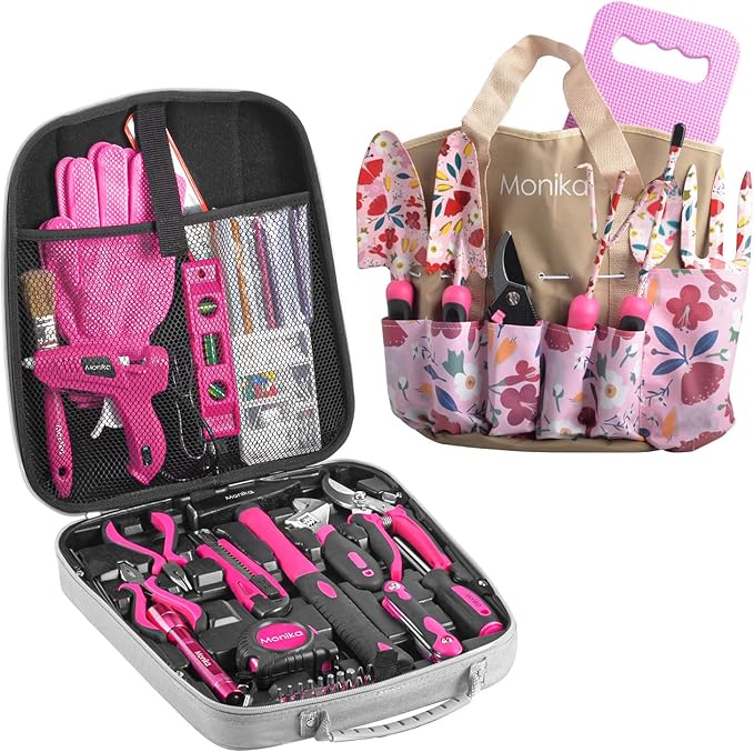 Monika Pink Tool Combo Portable Household Tool Set & Gardening Tool Kit