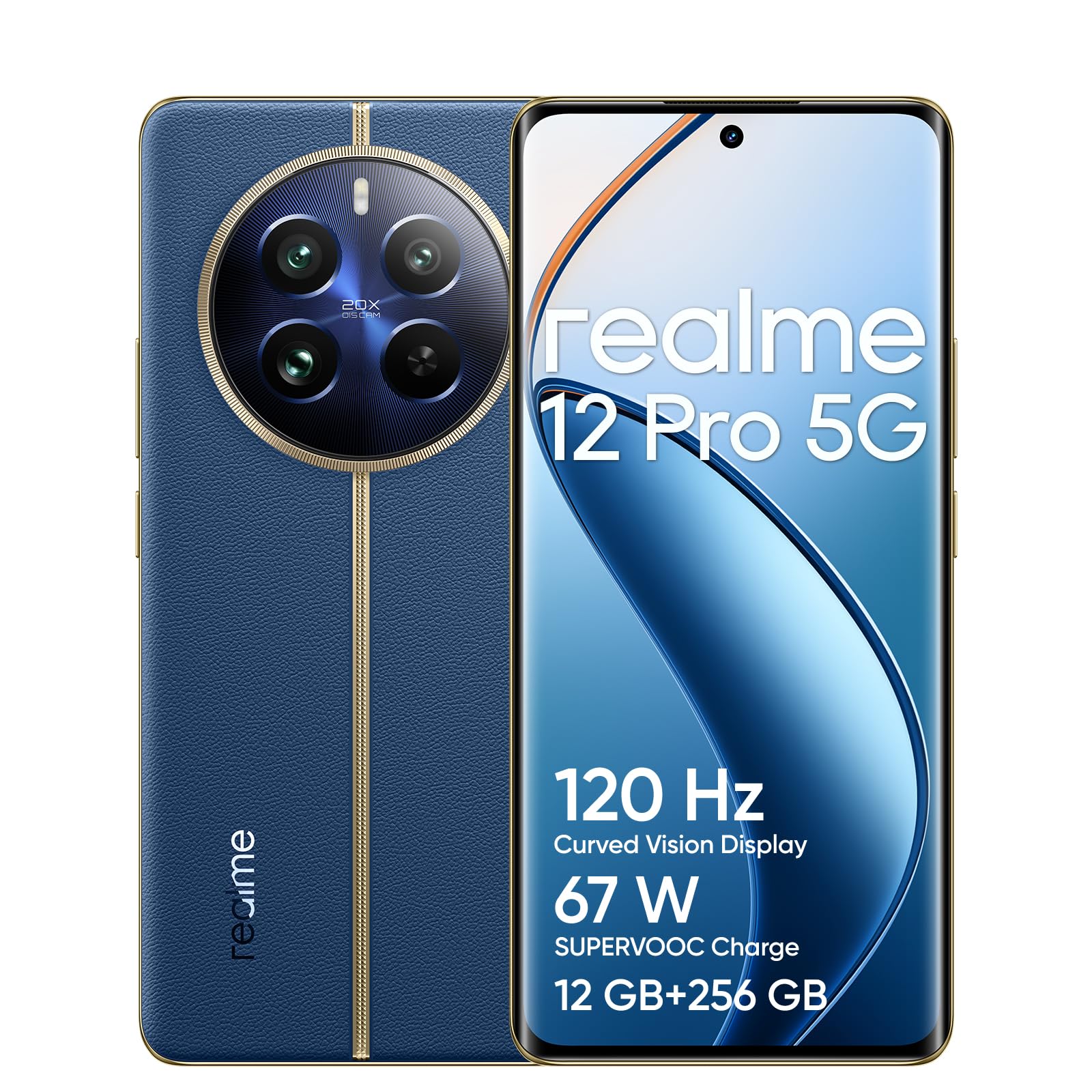 realme 12 Pro 5G Smartphone, 12 + 256 GB, Sony Portrait Camera 2X Optical Zoom, IMX882 OIS Camera, 6.7 Inch 120 Hz Curved Vision Display, 67 W 