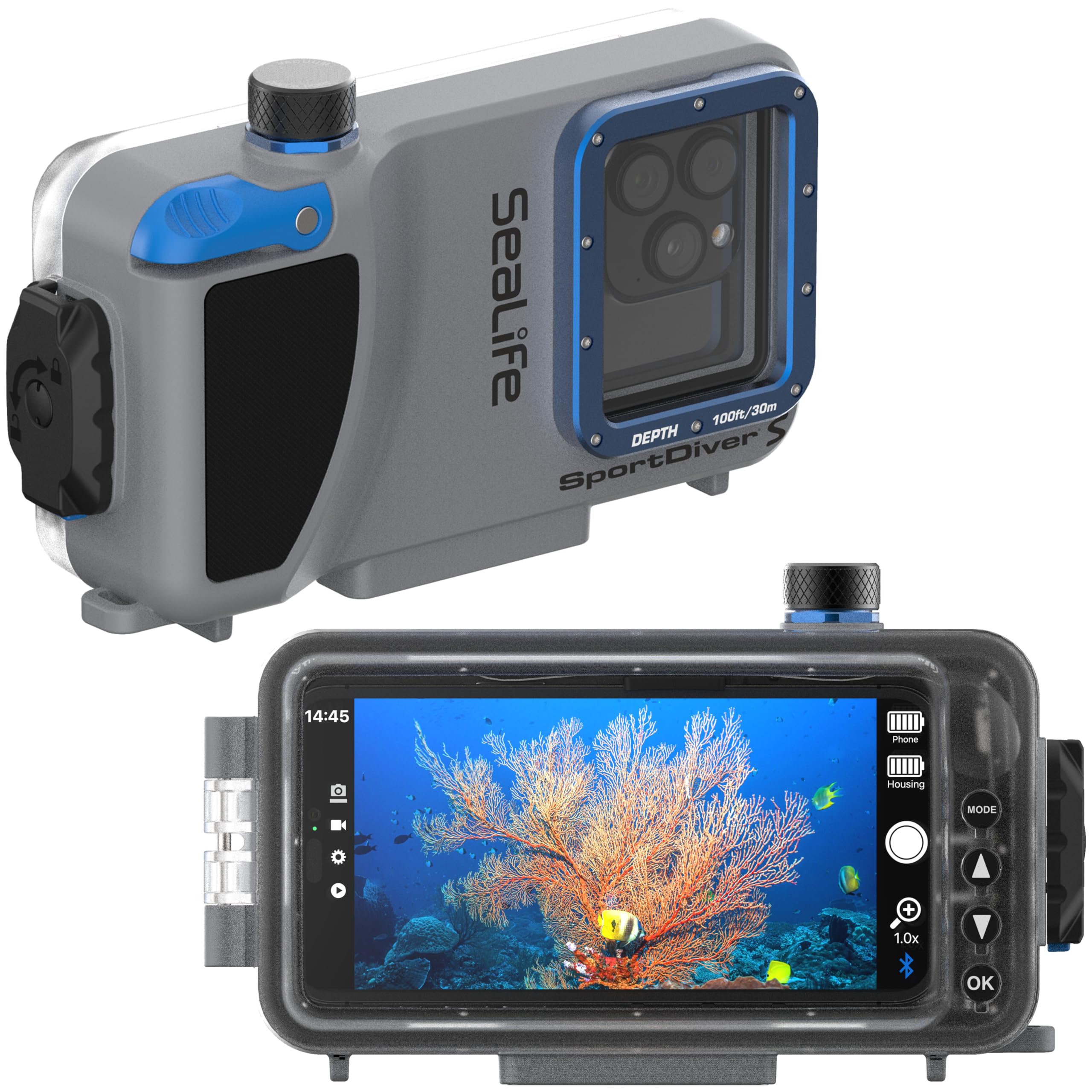 SeaLife SportDiver S Compact Smartphone Dive Housing - Dive up to 30 m, Waterproof Photography, Easy Camera Control, with Leak Alarms Fits All iPhones