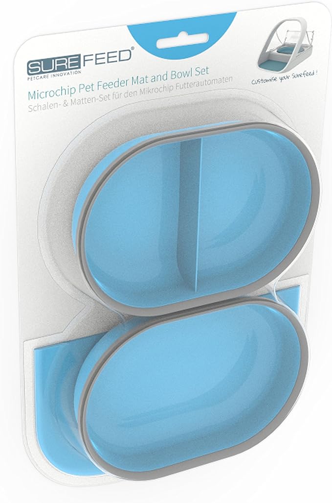 Surefeed Microchip Pet Feeder Mat and Bowl Set, Blue