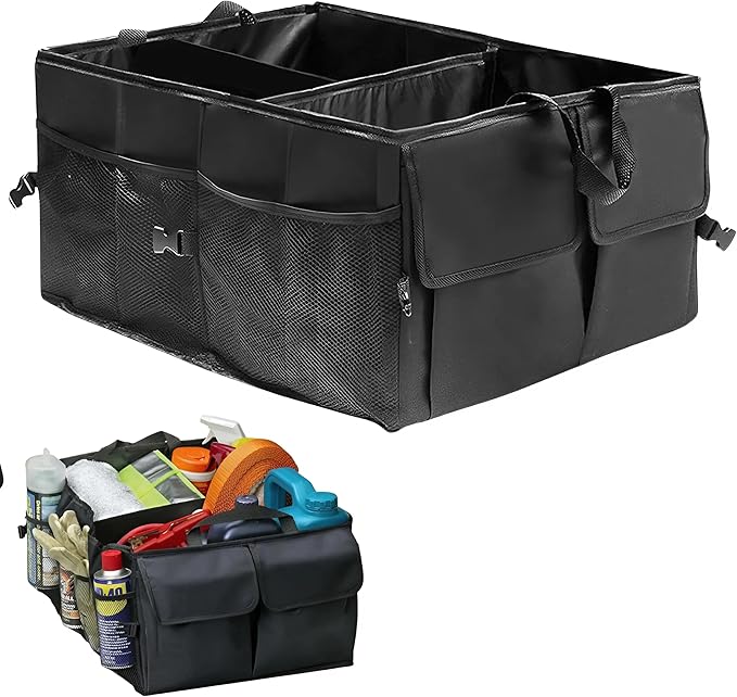 EZONEDEAL Trunk Organizer with Collapsible Design, Car Boot Organizer, Auto Car Trunk Tidy Bag, Collapsible Storage Box, Fold-able Multi-use Tools