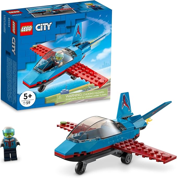 LEGO City Stunt Plane 60323 Building Kit; Toy Jet with Decorated Tail