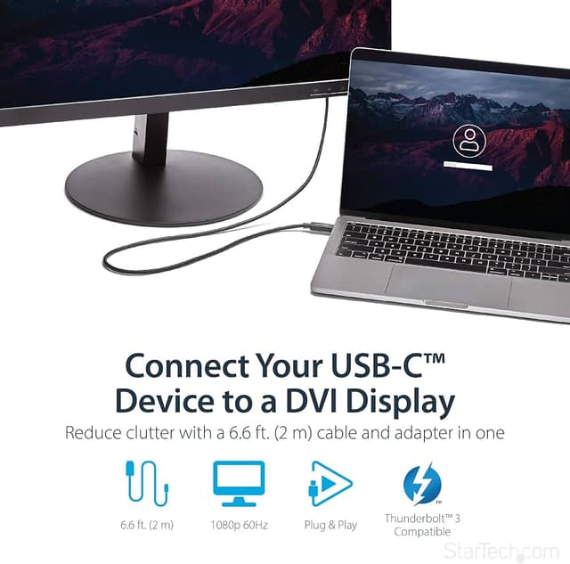 2m Startech USB-C to DVI Adapter Cable