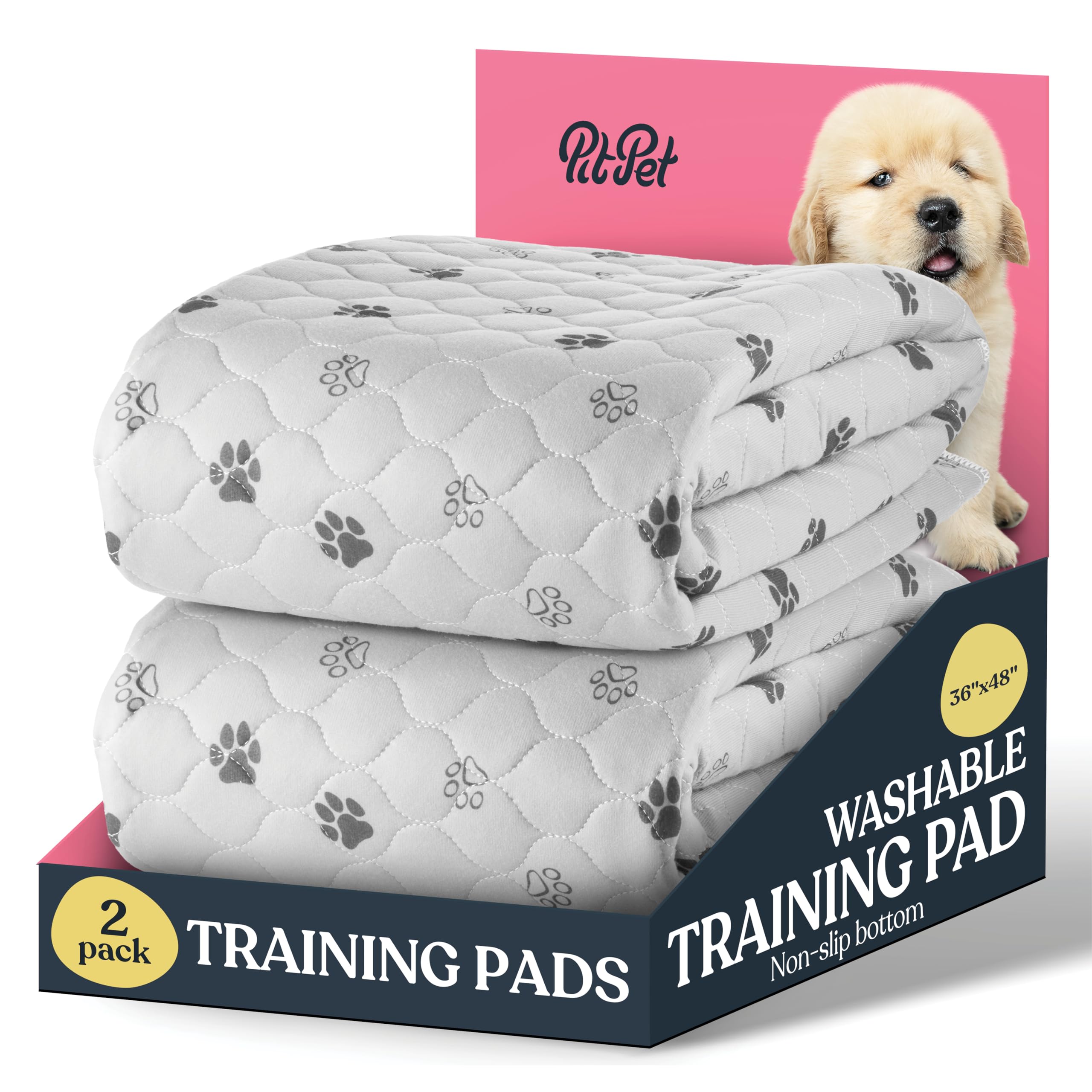 Super Absorbent Washable Pee Pads For Dogs - 2-Pack Superior Reusable Puppy Pads Pet Training Pads –100% Waterproof Dog Pee Pad Protects Against