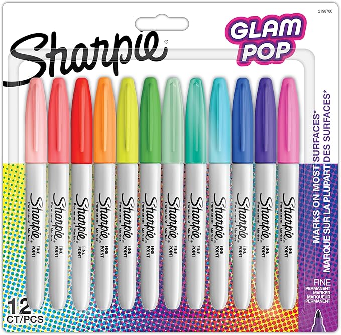 Sharpie Glam Pop Fine Point Permanent Markers 5 Pack Assorted