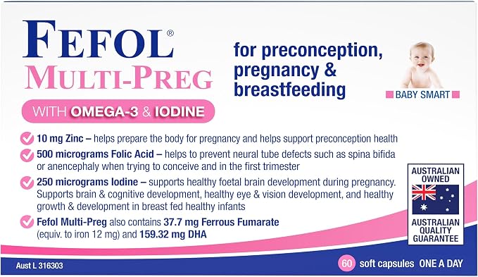 Fefol Multi-Preg With Omega-3 & Iodine 60 Capsules - AfterPay & zipPay Available