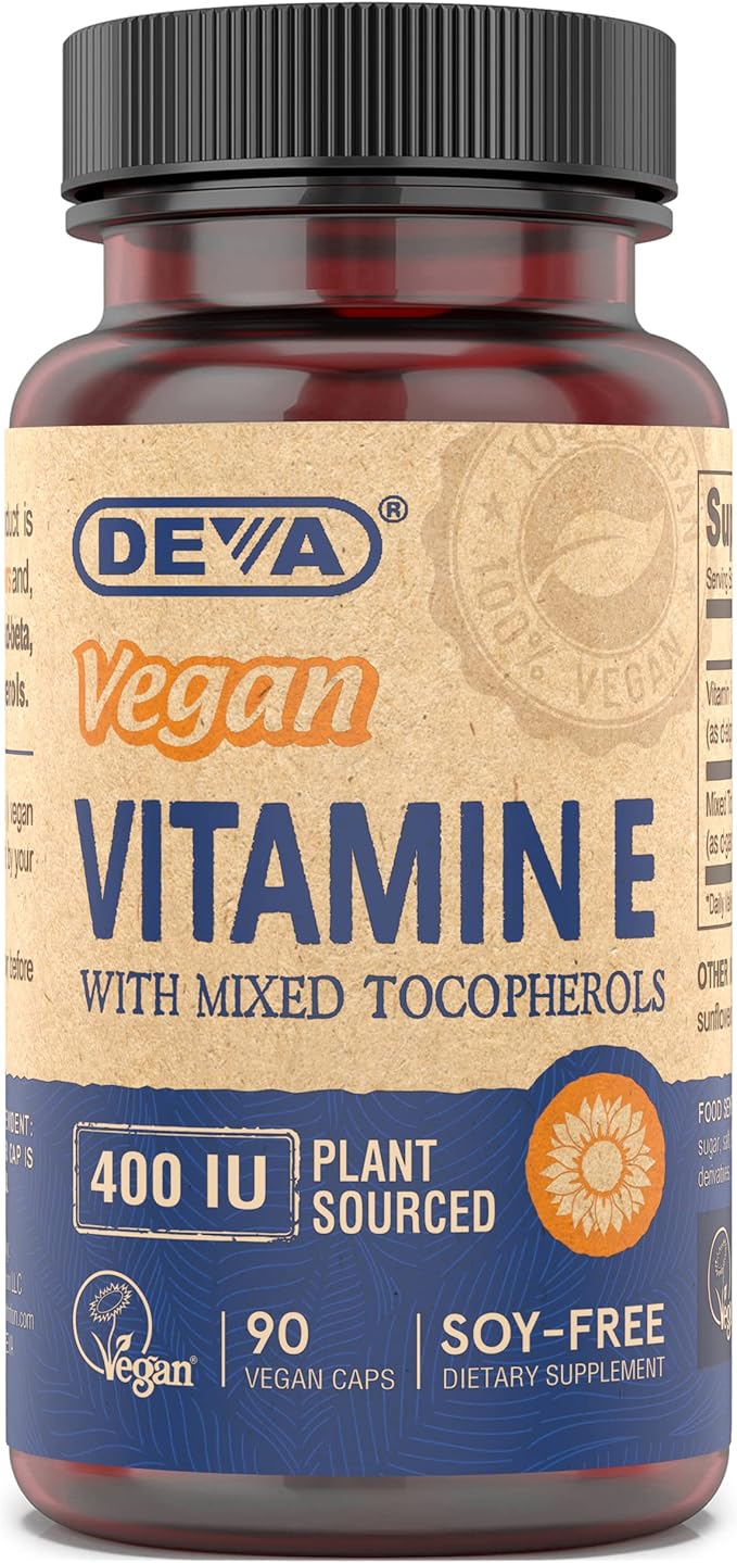 Deva Vegan Vitamin E with Mixed Tocopherols 400 IU 90 Vegan Caps