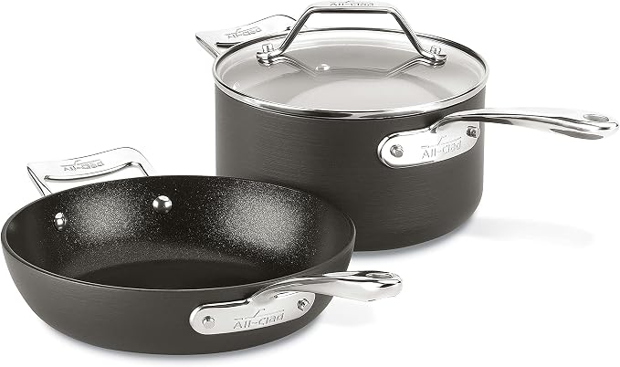 All-Clad Fry Pan and Sauce Pan 8.5 Inch and 2.5 Qt. Gray