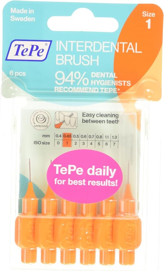 Tepe 0.45 mm Interdent Orange Brushes - Pack of 6