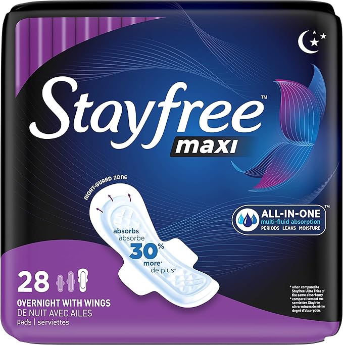 Stayfree Maxi Overnight Pads with Wings For Women, Reliable Protecti